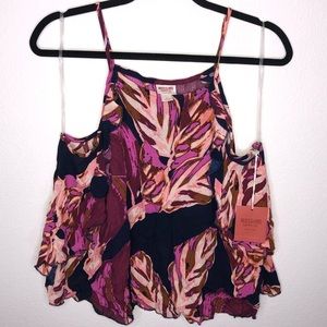 New with tags Mossimo supply co. spaghetti strap floral ruffle crop top